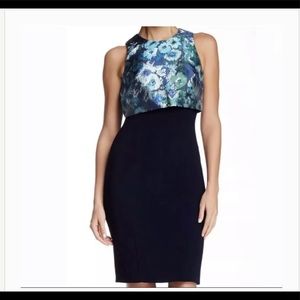 THEIA Black Floral Dress